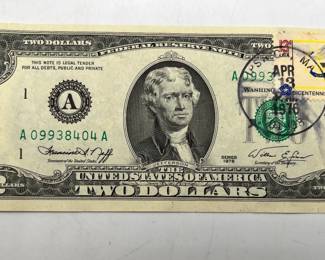 1976 Postmarked Two Dollar Bill
