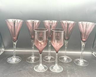(2) Signed Amethyst Glasses & (5) Unsigned

