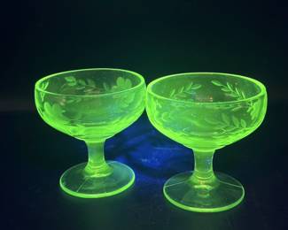 (2) UV Reactive Footed Coupe Glasses
