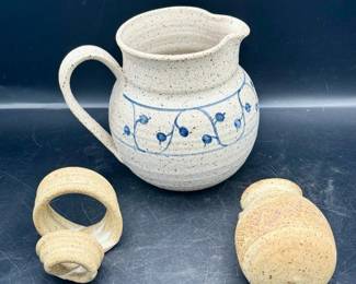 (2) Signed (1) Unsigned Pretty Pottery Pieces
