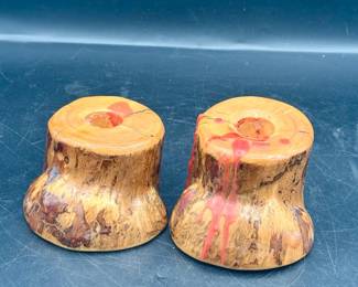 (2) Beautiful Wooden Candle Holders
