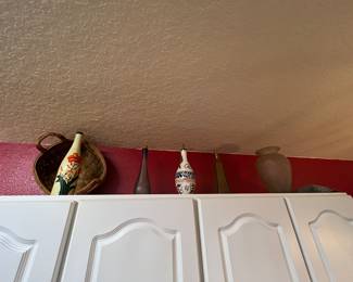 Lots of colored glass and home decor 