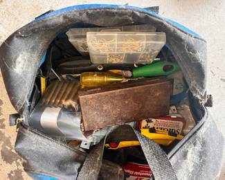 tool bag with assorted tools