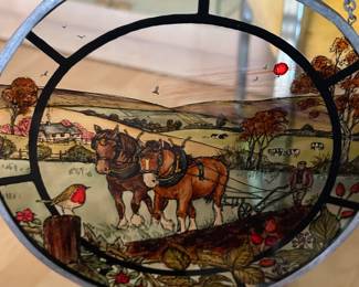 English Stained Glass Clydesdale Horses