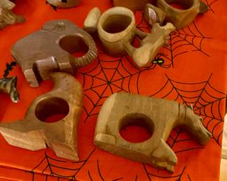 Beautiful Carved Wood bowls, napkin rings all artisan made