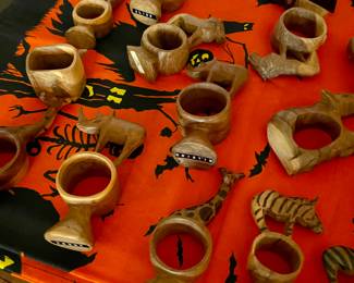 Beautiful Carved Wood bowls, napkin rings all artisan made