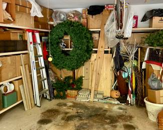 Unbelievable amount of Christmas Decorations, all VERY clean and neatly stored. Don't miss box after box after dozens of crates--enough to decorate a hotel.