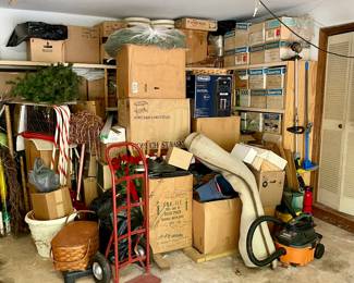 Unbelievable amount of Christmas Decorations, all VERY clean and neatly stored. Don't miss box after box after dozens of crates--enough to decorate a hotel.