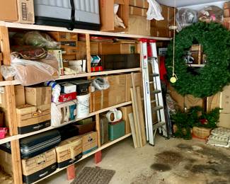 Unbelievable amount of Christmas Decorations, all VERY clean and neatly stored. Don't miss box after box after dozens of crates--enough to decorate a hotel.