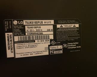 #67 -$350 LG 76" TV 2018
