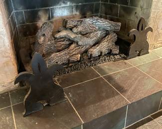 #36 -$300 Fleur de Lys Iron chenets 
