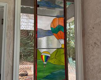 #177 - $200 Hot air balloons stain glass  24x36 approx
