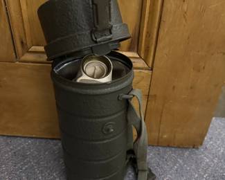 #108 -	$90 Authentic German WWII Era canister with gas mask  
