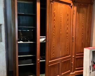#32  $1,400 Pitch Pine Antique Armoire Cabinet 89W X 21D X 95H