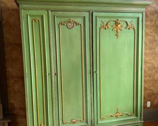 #122 -	$700 69 x22Dx84"green armoire 