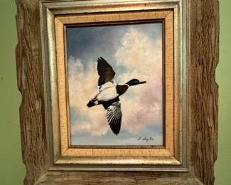 #138 -	$90 Driftwood bird painting on canvas 20x24 W.Ingalls 
