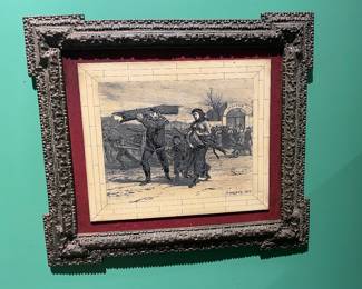 #106 -	$50 Antique repro of ivory French scene 18x16
