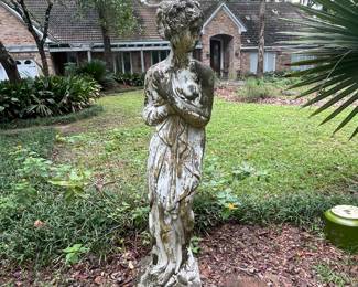 #5 -$200 	Garden Statue white and green 13Wx12Dx52H