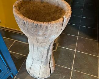 #68 -$275 Teakwood carved grain/rice pounder 15x32