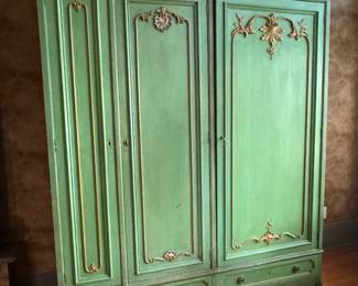 #122 -	$700 69 x22Dx84"green armoire 
