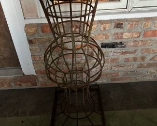 #188 - $140 Pair of metal heavy topiary urns forms 