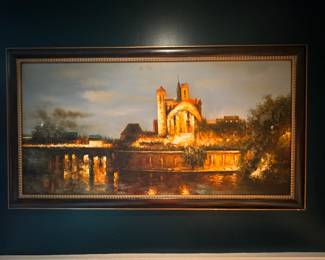 #128 -	$100 Art of Roman Cathedral by night 53Wx29H
