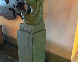 #40 -$450 Planter greek goddess green cement 17x17x60