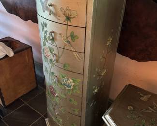 #165 - $90 - Silvered tall chest with birds 21x17x52