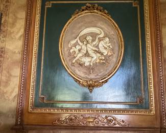 #120 -	$475 Angel framed in trumeau frame 48Wx54"T
from John Weichman's "All seasons" restaurant in Mobile AL. One of Mobile's premier restaurant in the day. 