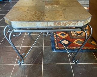 #70 -$80 Slate tile on iron base side table 27.5x21