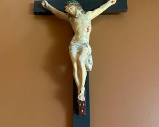 #41 -$250 Jesus Christ on cross plaster painted 26x12
