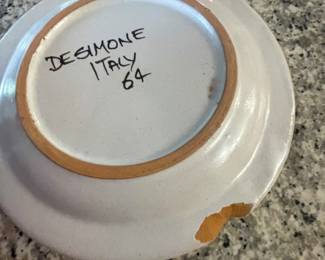 #57 -$460 Italian pottery set of plates - 34 pieces & 2 chips under plates made by Desimone in 1964 RARE