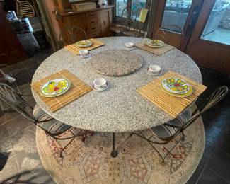 #54 -$1,100 Custom iron base granite table with lazy Susan (24") 72x30
