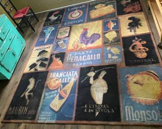 #28 -$90 	Carpet with advertising poster 9.5' x 7.5