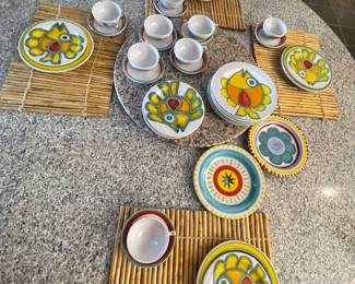 #57 -$460 Italian pottery set of plates - 34 pieces & 2 chips under plates made by Desimone in 1964 RARE