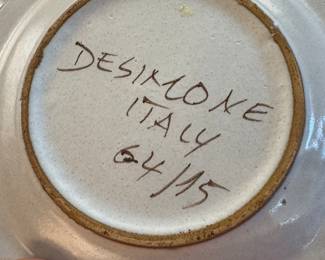 #178 - $40 EACH x 3 - Desimone signed Italy pottery plates in style of Picasso drawings. 