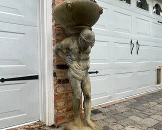 #6 - $1,800 Garden Statue pair of men with bowls 15Wx17Dx46H