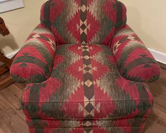 #24 -$150 Semi lounge chair 43x48x36 with Navajo upholstery
