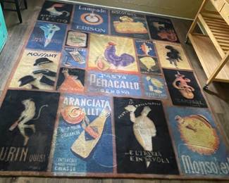 #28 -$90 	Carpet with advertising poster 9.5' x 7.5