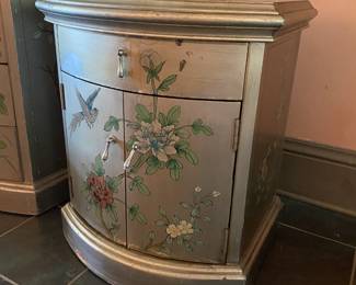 #166 - $50 - Silvered chest with flowers & birds 22x18x27 