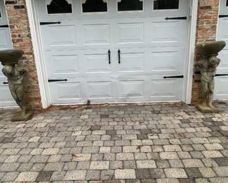 #6 - $1,800 Garden Statue pair of men with bowls 15Wx17Dx46H