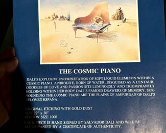 #103 -	$600 Salvador Dali 22x30 Cosmic Piano 34/350
