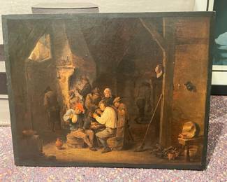 #150. $60 - German small oil painting repro of master 10x13