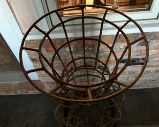 #188 - $140 Pair of metal heavy topiary urns forms 