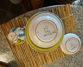 #57 -$460 Italian pottery set of plates - 34 pieces & 2 chips under plates made by Desimone in 1964 RARE