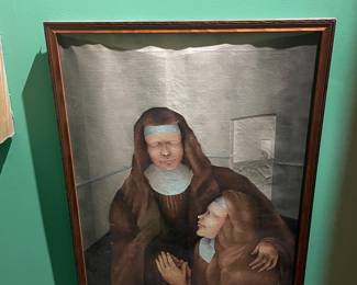 #93 -$150 Two nuns oil on canvas 24x32 - a little warped
