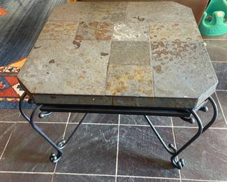 #70 -$80 Slate tile on iron base side table 27.5x21

