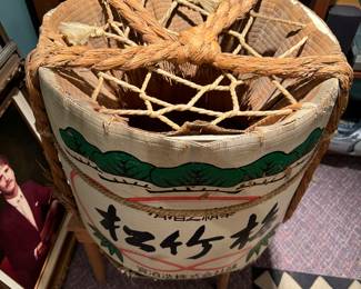 #148 - $150 Vintage Japanese Sake barrel 22Wx18H