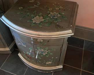 #166 - $50 - Silvered chest with flowers & birds 22x18x27 