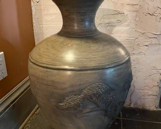 #44 -$50 	Pottery planter 17x26 taupe 
